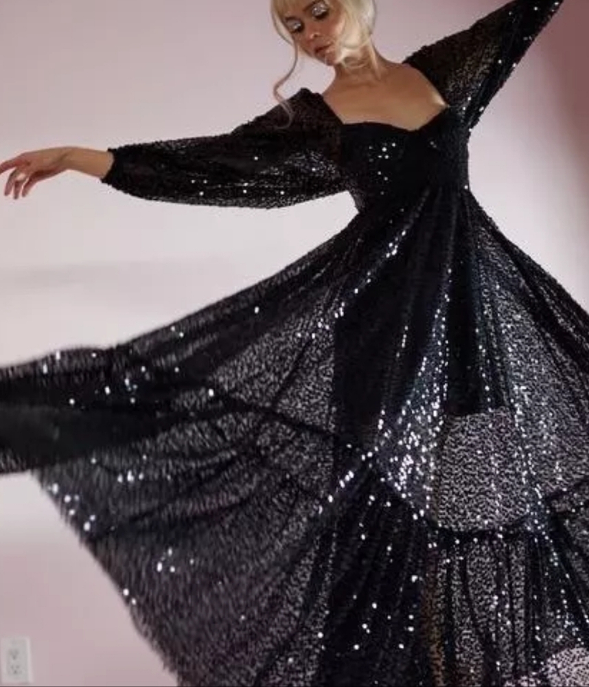 Selkie Black Princess Sequin Gown - Picture 3 of 16